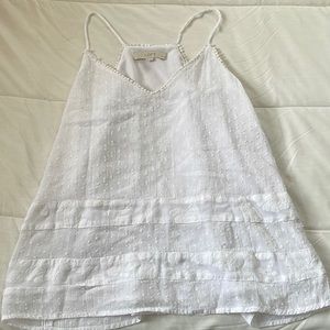 White embroidered Loft halter top